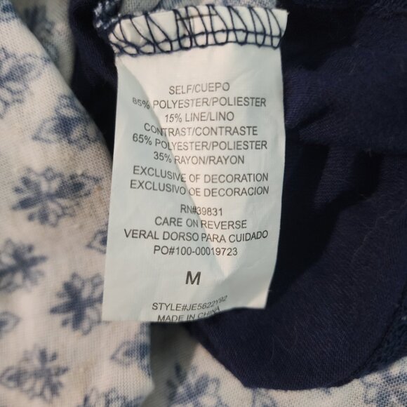 JOLT Size Medium Blue Floral Boho Beach Square Neck Pleated Strappy Tank Top EUC - Picture 8 of 9